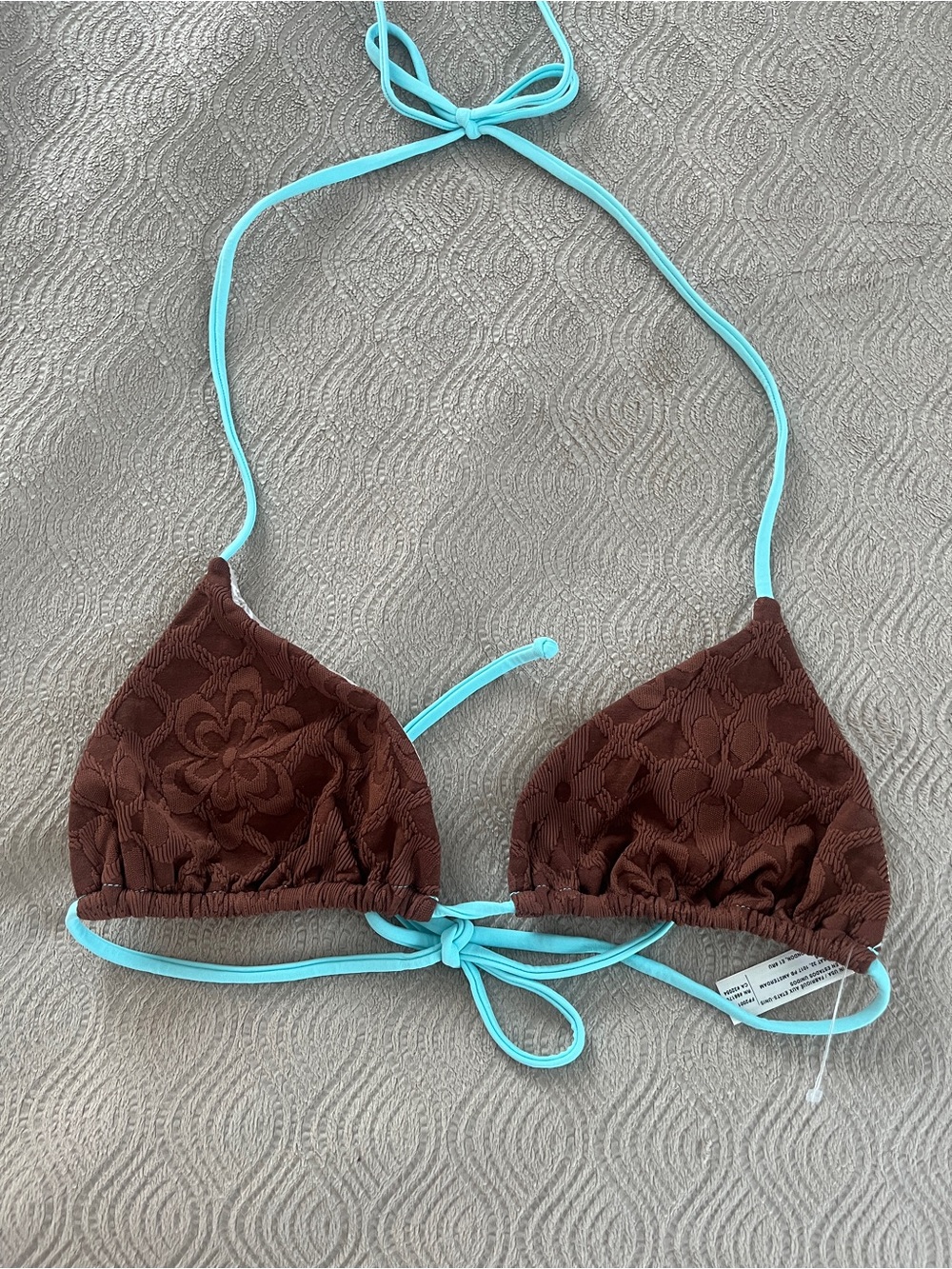 Free People Michelle Brown and Blue Women's Bikini top size X large - Picture 7 of 14